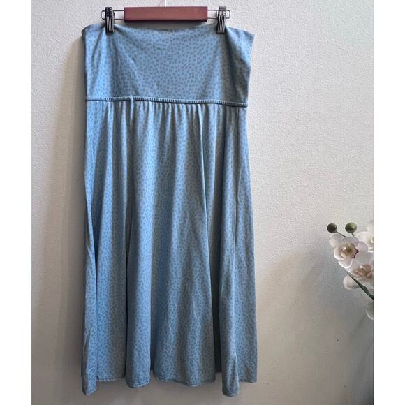 Patagonia Morning Glory Midi Skirt Women L Blue Geometric Stretch Fold Over Boho - Picture 1 of 5